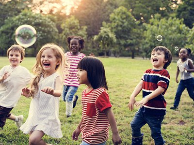 Kids Watching Bubbles