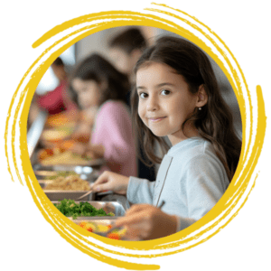 Young girl at lunch line